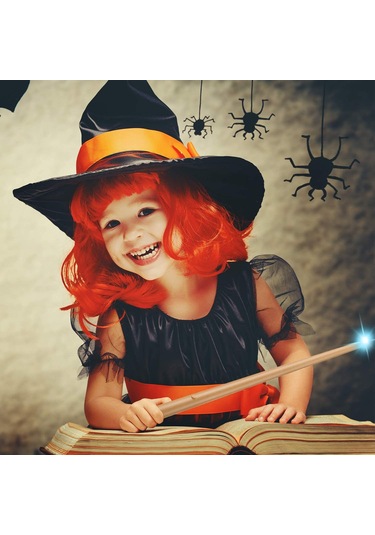 Dianziye 14 İnç Sarı Plastik Işıklı Sesli Cadı Asası - Kostüm Aksesuarı, Halloween Ve Kosplay Partileri İçin 2 Adet