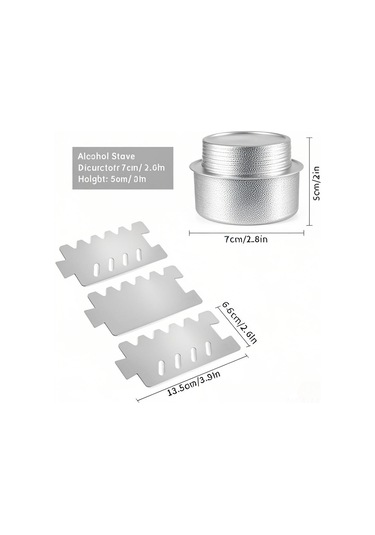 Mufunye Lixada Kamp Ocağı - 100ml Alkol Yakıtlı, 3 Parçalı Rüzgarlık Ve Çapraz Sehpa İle Gümüş