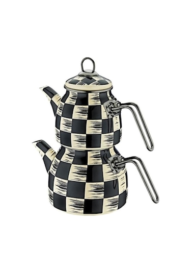 Oms 10810.S Siyah Emaye Çaydanlık 2.1 Lt Siyah