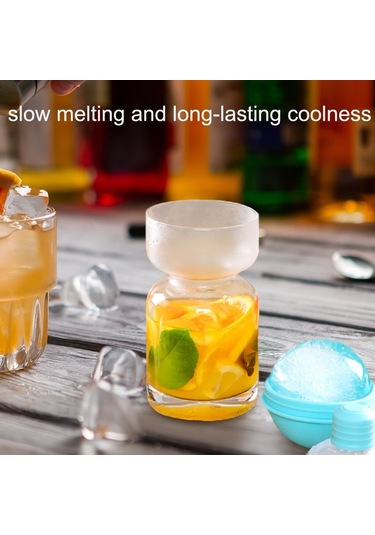 2 Adet Ev Viski Ampulü Buz Topu Buz Küpü Huni İle Silikon Kalıp Gök Mavisi Mavi