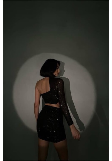 Dip Moda Kadın Siyah Mini İkili Payet Takım Dpnbdf096 Siyah