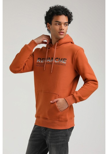 Kapüşonlu Kiremit Slim Fit Hoodie 23fwm64062-kıremıt Kiremit