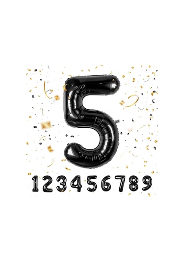 5 Yaş Siyah Folyo Balon 34 Inc 76 Cm Tüm Yaşlar