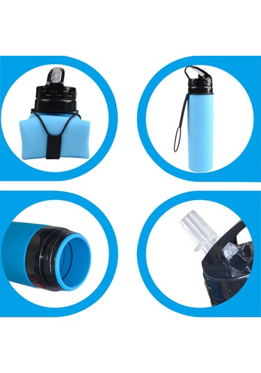 Fosenze 600ml Katlanabilir Silikon Spor Şişesi - Sızdırmaz, Taşınabilir Ve Her Yerde Kullanım İçin Diğer