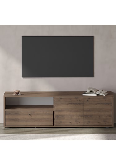 Pao Kapaklı Minimal TV Sehpası – 136 cm, Antik Ceviz