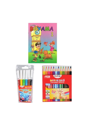 Pinokyo Yayınları Boyama Kitabı Ve Fatih Boya Kalemleri Set