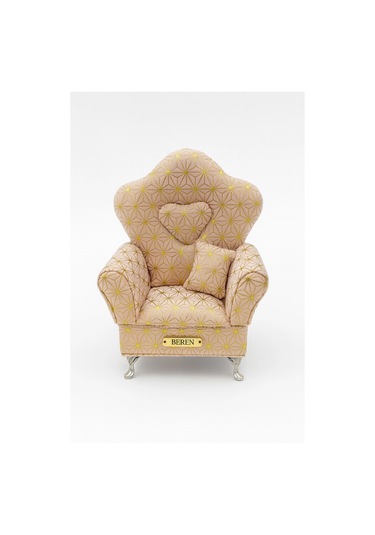 Berjer Figürlü Kadife Desenli Takı Bijuteri Mücevher Kutusu Biblo 15cm Krem İthal Ürün