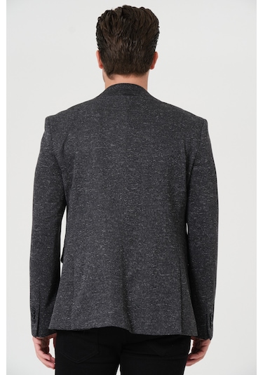 Bonesti Erkek Slim Fit Blazer Ceket Antrasit Kırçıllı