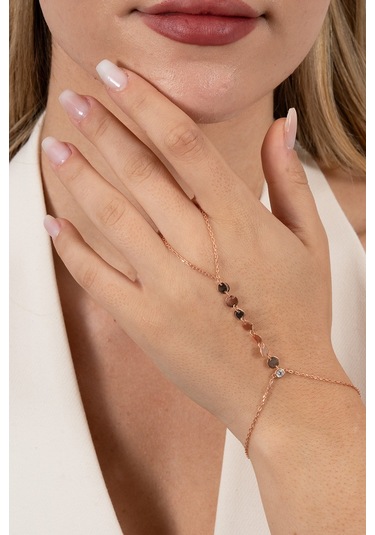 925 Ayar Gümüş Şahmeran Rose Zirkon Taşlı Pullu Şahmeran Barcode Beyaz - Rose Gold