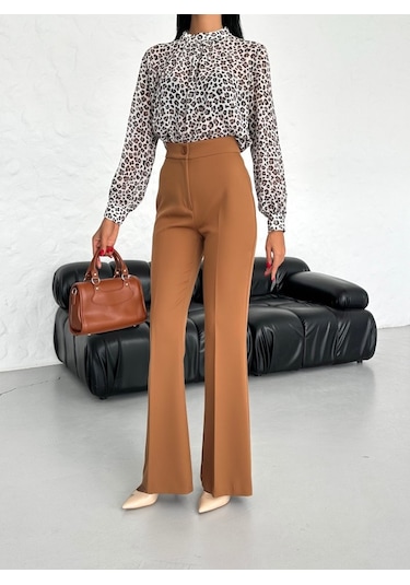 Modasize I Spanyol Paça Pantolon Kahve