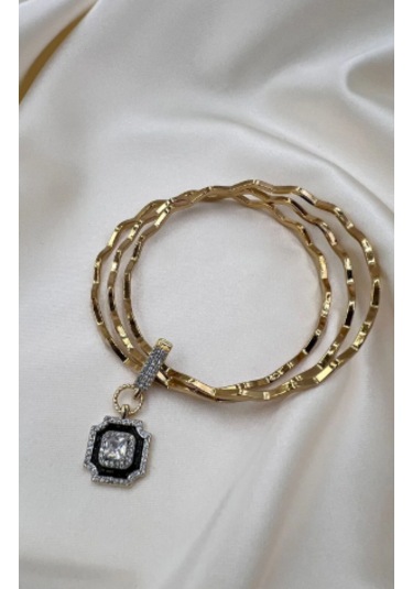 Bb Çelik Desenli Ajda Bilezik Charm Kombinli