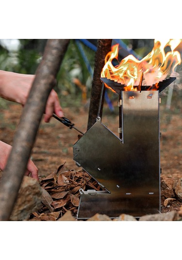 Geeksen Taşınabilir Kamp Ocağı - Çelik Yapılı, Sökülebilir, Hafif Ve Dayanıklı Gümüş
