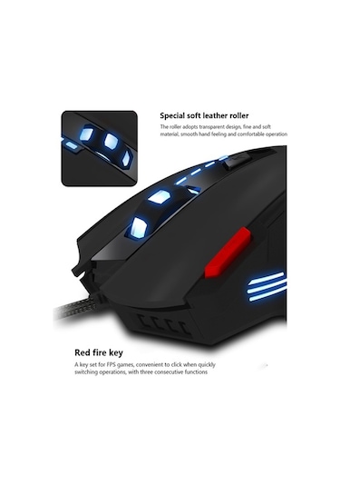 Novahub Zelotes T-60 3200dpi 7 Tuşlu Led Oyuncu Faresi - Usb Kablosuz - Pc/laptop İçin Optik Led Fares 001
