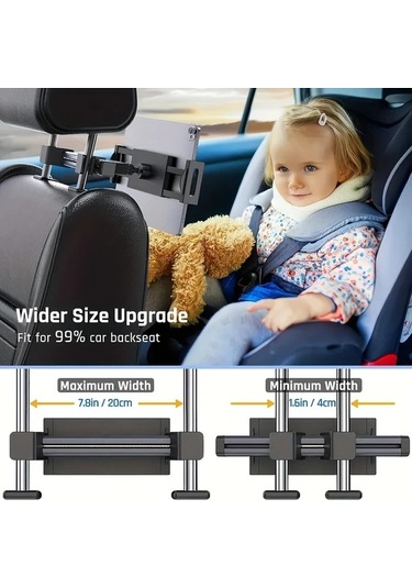 Hightower 360 Derece Dönebilen Sırt Yastığı Tablet Tutucu - Ayarlanabilir Araç Telefon Tutucu