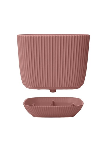 Omnipazar Krs-384 Dekoratif Plastik Mercan Kare Saksı 4 Litre No 4 Soft Pembe