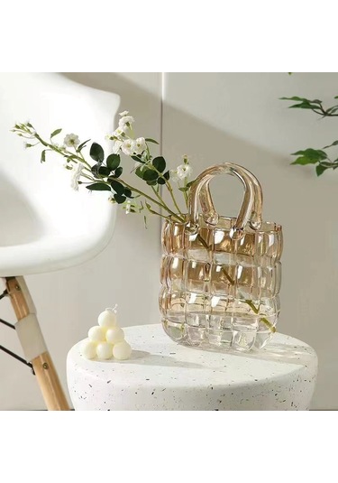 Morponi Dekoratif Çanta Şeklinde Cam Vazo Amber 1 Adet Amber