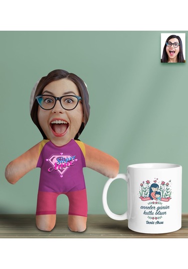 Bk Gift Kişiye Özel İsimli Pembe Anne Bebek Yastık Ve Kupa Bardak Hediye Seti-2, Anneye Hediye, Anneler Günü Hediyeleri Kobitmeyencom30642 Bk Gift