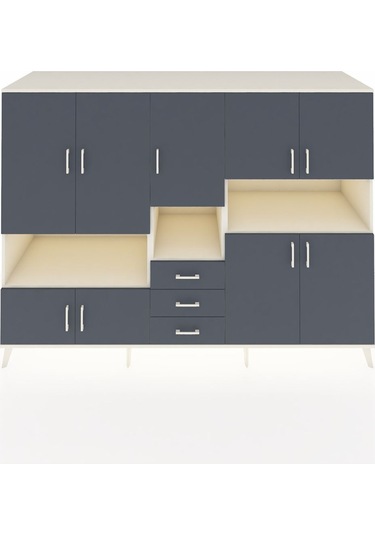 Kronos Dolap 13 Raflı 3 Çekmeceli 9 Kapaklı 220x59x163 Aytaşı-ant Aytaşı-antrasit