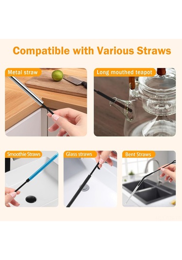 Fosenze 2 Adet 25cm Silikon Pipet Temizleme Fırçası - Esnek Çelik Çekirdekli, Yeniden Kullanılabilir, Uzun Saplı Yumuşak Tüylü - Cam Pipetler Ve Karıştırma Bardakları İçin 6mm+9mm Siyah