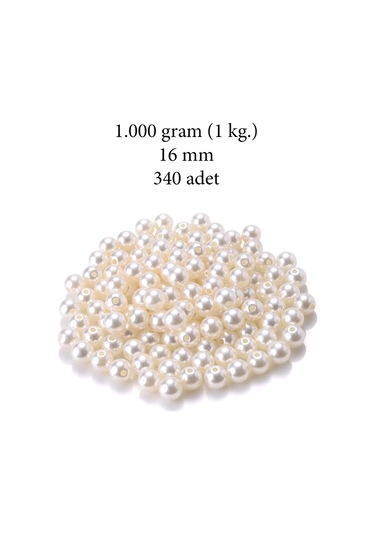 1.000 Gram 1 Kg. 16mm Krem Renk Plastik İnci Boncuk Çanta Ve Ta