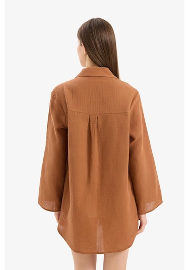 DeFacto Müslin Önden Bağlamalı Plaj Gömleği-Fall in Love B7333AX25SMBN125