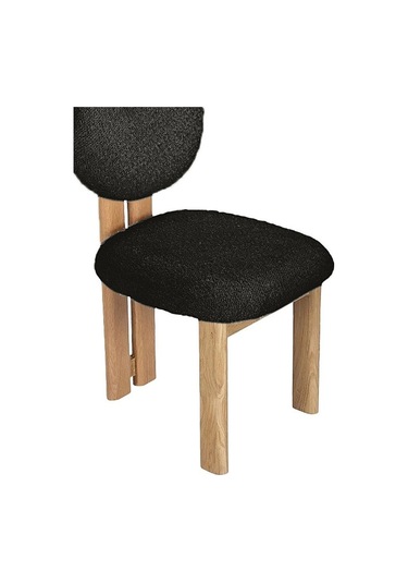 Coco İskandinav Teddy Natural Ahşap Bohem Sandalye Natural - Antrasit