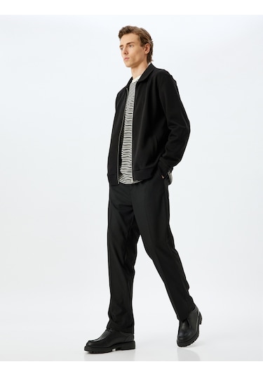 Koton Viskon Karışımlı Düğmeli Kumaş Pantolon Siyah 5wpm40001hw Siyah