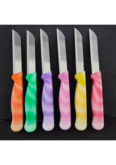 Solingen Mermer Desenli Karışık Renkli Tırtıklı Bıçak 6