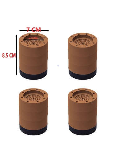 Tineke Beyaz Eşya Ayağı Çamaşır Makinesi Mobilya Titreşim Önleyici Kaydırmaz 8,5 Cm Yükseltici 4 Lü Kahverengi Kahverengi