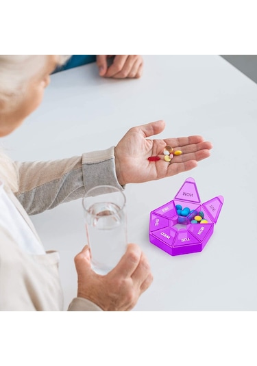 Sones 2 Adet Taşınabilir Şeffaf Nem Geçirmez Haftalık 7 Izgaralı Hap Saklama Kutusu Gül Pembesi