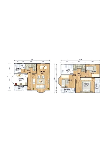 Ballife Prefabrik 155 M2 Standart Dubleks Prefabrik Konut