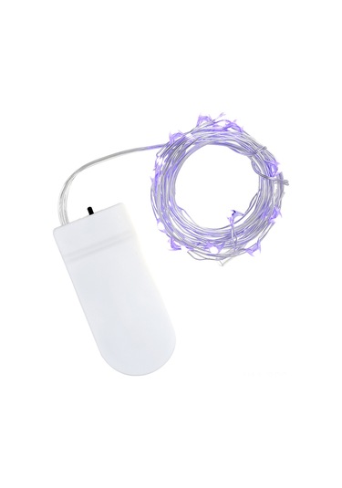 Springsun Pil İle Çalışan 10 Led'li 1 Metre Bakır Tel Işık Şeridi - İç/dış Mekan Dekorasyonu Mor