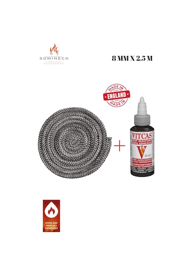 Ithal Yanmaz Soba Şömine Fitili 8 Mm X 2.5m Fermit Yapıştırıcı 17
