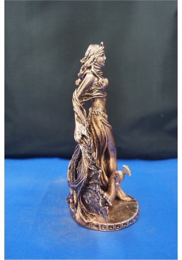 Hera Mitolojik Tanrıça Heykeli 25 Cm Dekoratif Biblo, Ev & Ofis Aksesuarı Bakır