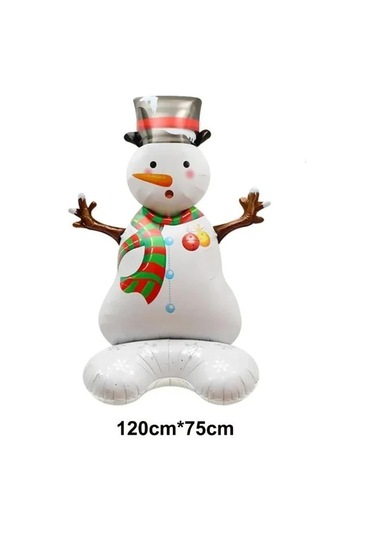 Yılbaşı Folyo Balon Kardan Adam 120-75cm Ayaklı