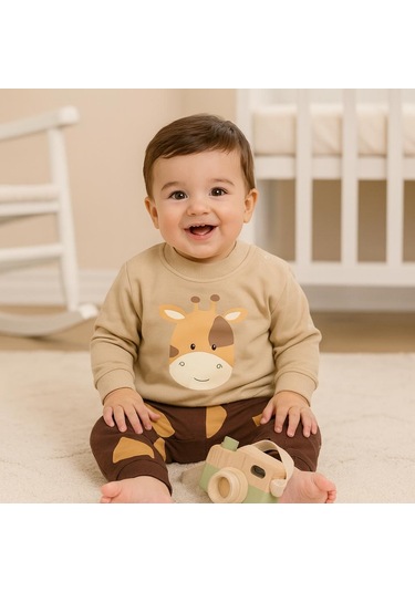 The Lucky Omuzdan Çıtçıtlı Mevsimlik 2 Parça Takım Kahverengi