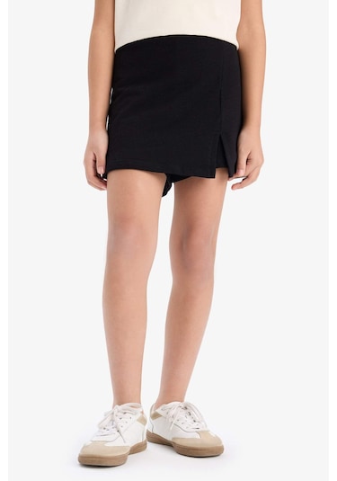 DeFacto Kız Çocuk 2'li Takım Baskılı Kolsuz Tişört Şort Etek E1260A825SMBG106 Bej