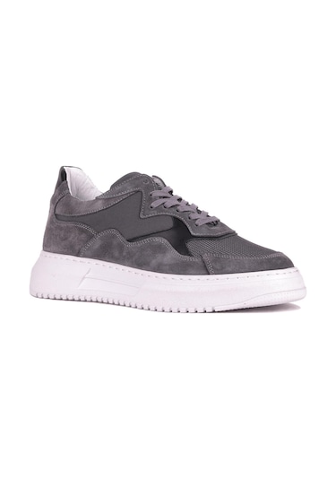 Shoetyle - Gri Süet Bağcıklı Erkek Sneaker 115-602-1334 Gri