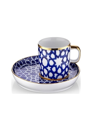 Güral Porselen Altın Yaldızlı El Dekoru 2 Kişilik Türk Kahve Finc