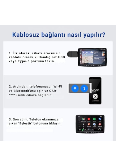 Embatech Araç Içi 2in1 Android ve İos Cihazlar Için Kablosuz Android