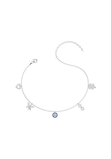 İndigo Takı Nazarlı Şans Beyaz Gümüş Halhal Çok Renkli