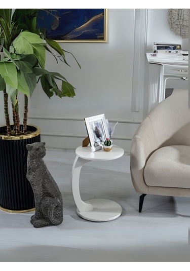 Lunora Ahşap C Yan Sehpa Beyaz