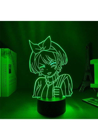 3d İllüzyon Lambası Anime Kız Arkadaş Kirala Sarashina Ruka Figürlü Gece Lambası Çocuklar İçin Yatak Odası Dekoru Komodin Renkli Masa Lambası Çok Renkli