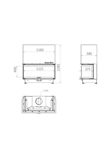 Echa Tech Asansörlü Çelik Şömine Haznesi 3v 110 Vermiculit