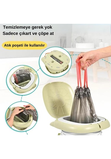 Cat Potty Katlanabilir Çocuk Tuvaleti, Çok Fonksiyonlu Taşınabilir Alıştırma Lazımlığı Yeşil