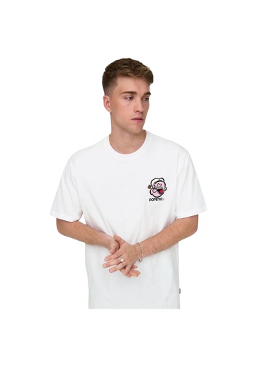 Only Erkek Popeye Regular Kısa Kollu Tişört 22029521 Beyaz