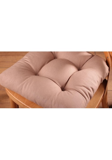 Altınpamuk Altınpamuk Lüx Pofidik Kahve Sandalye Minderi Özel Dikişli Bağcık
