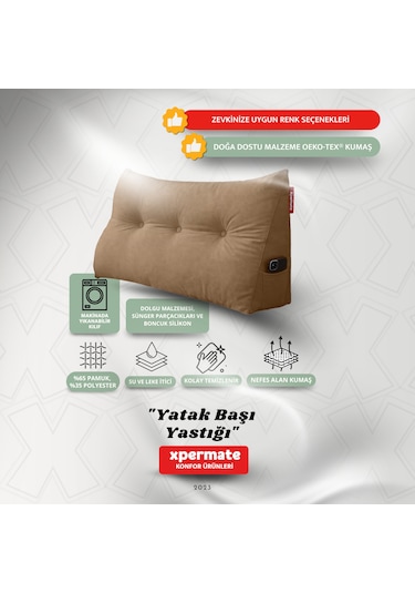 Yatak Başı Yastığı Sırt Ve Bel Destek Yastığı 140 Cm Kahverengi