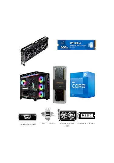 Alltech Virtual 16x İ512400f 16gb Ddr4 500gb Nvme Rtx 5060ti Ekran Kartlı Oyuncu Bilgisayarı