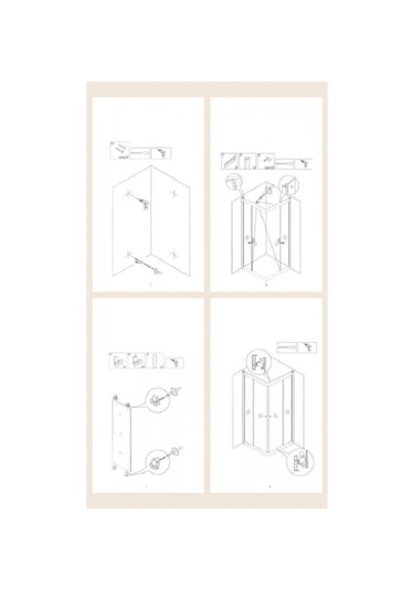 Durul Duşakabin Kare / Dikdörtgen Parlak Profil Çizgili Cam Beyaz